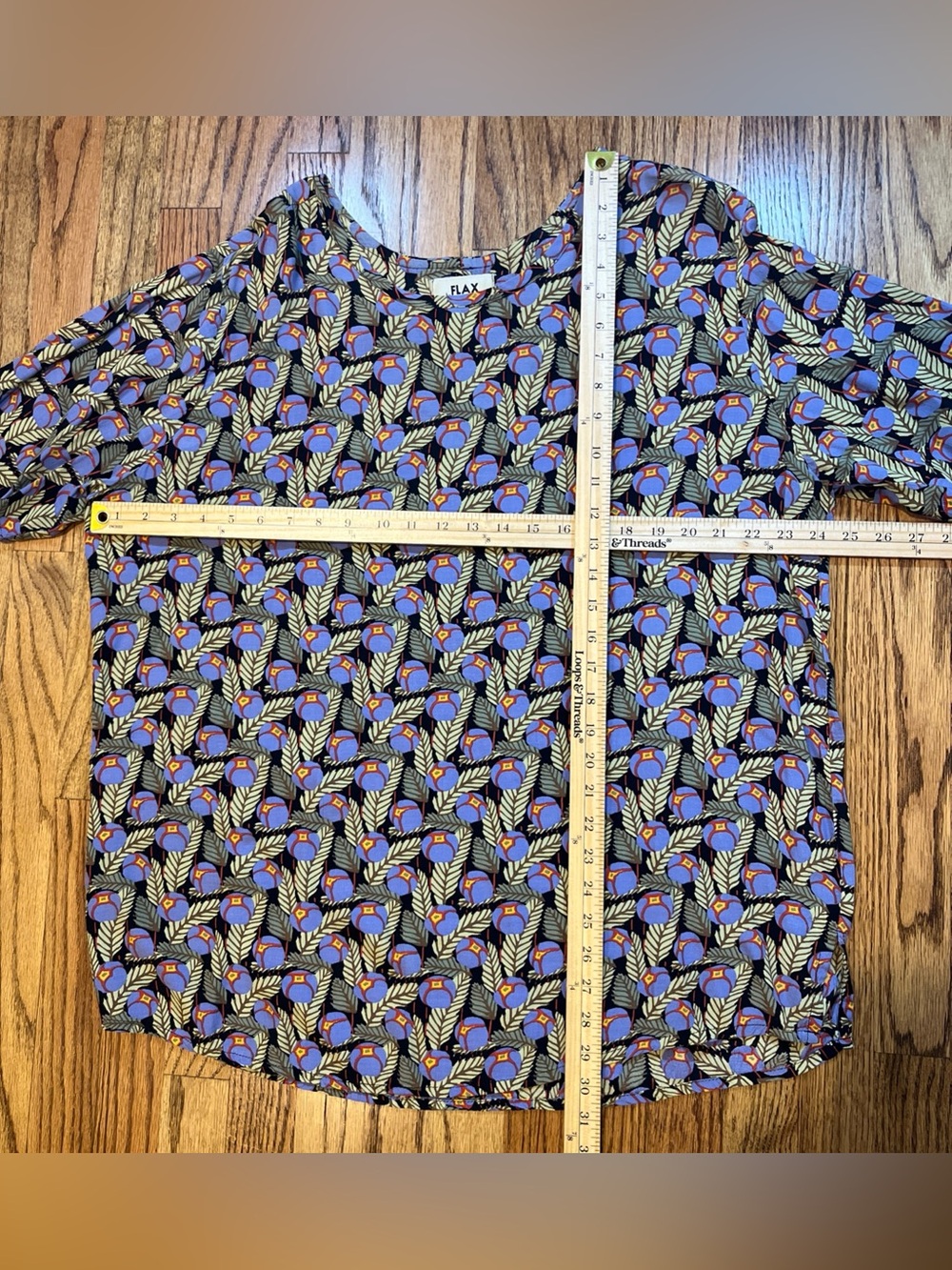 Vintage Flax Rayon Shirt M Floral Print Jeanne Engelh… - Gem